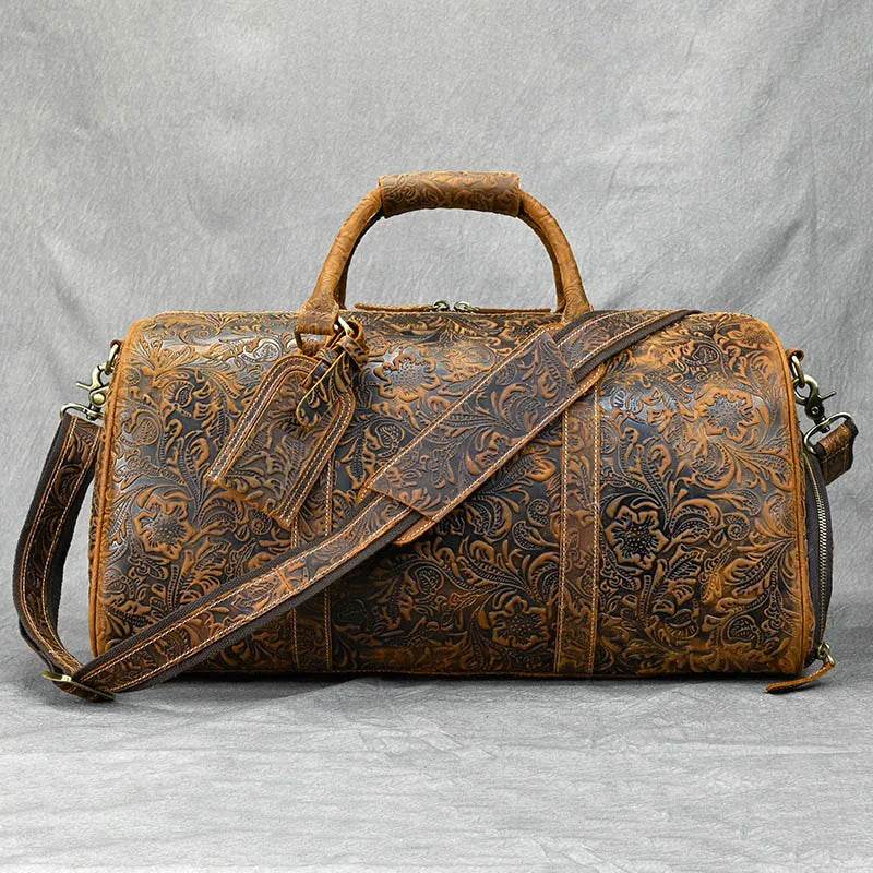 Vintage Leather Travel Bag for Men Large Capacity Hand Luggage - VacationGrabs