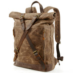 Vintage Oil Wax Canvas Travel Backpack, 20-35L Unisex Daypack