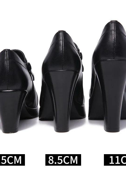 Women's Shoes - Heels Black Block Heels Platform Pumps Women's Trouser Heels