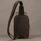 Big Size Leather Chest Bag Crazy Horse Sling Crossbody for Men - VacationGrabs