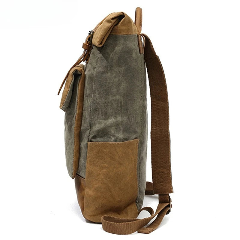 Men's Crazy Horse Leather Travel Backpack, 20-35L