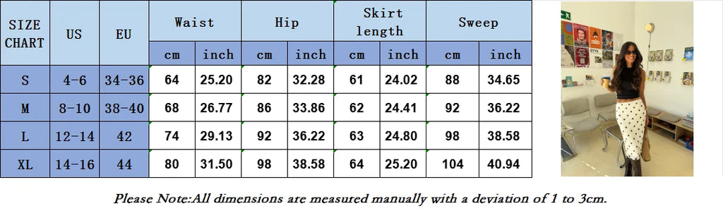 VacationGrabs Womens Casual Midi Skirt Elegant Polka Dot Print Bodycon Pencil Skirt for Party Workout Daily Wear Summer Y2K Streetwear