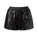 VacationGrabs Y2K Sparkle Sequined Shorts Elastic Waist Loose Fit Glitter Hot Pants Women Nightclub Rave Festival Party Casual Bottoms