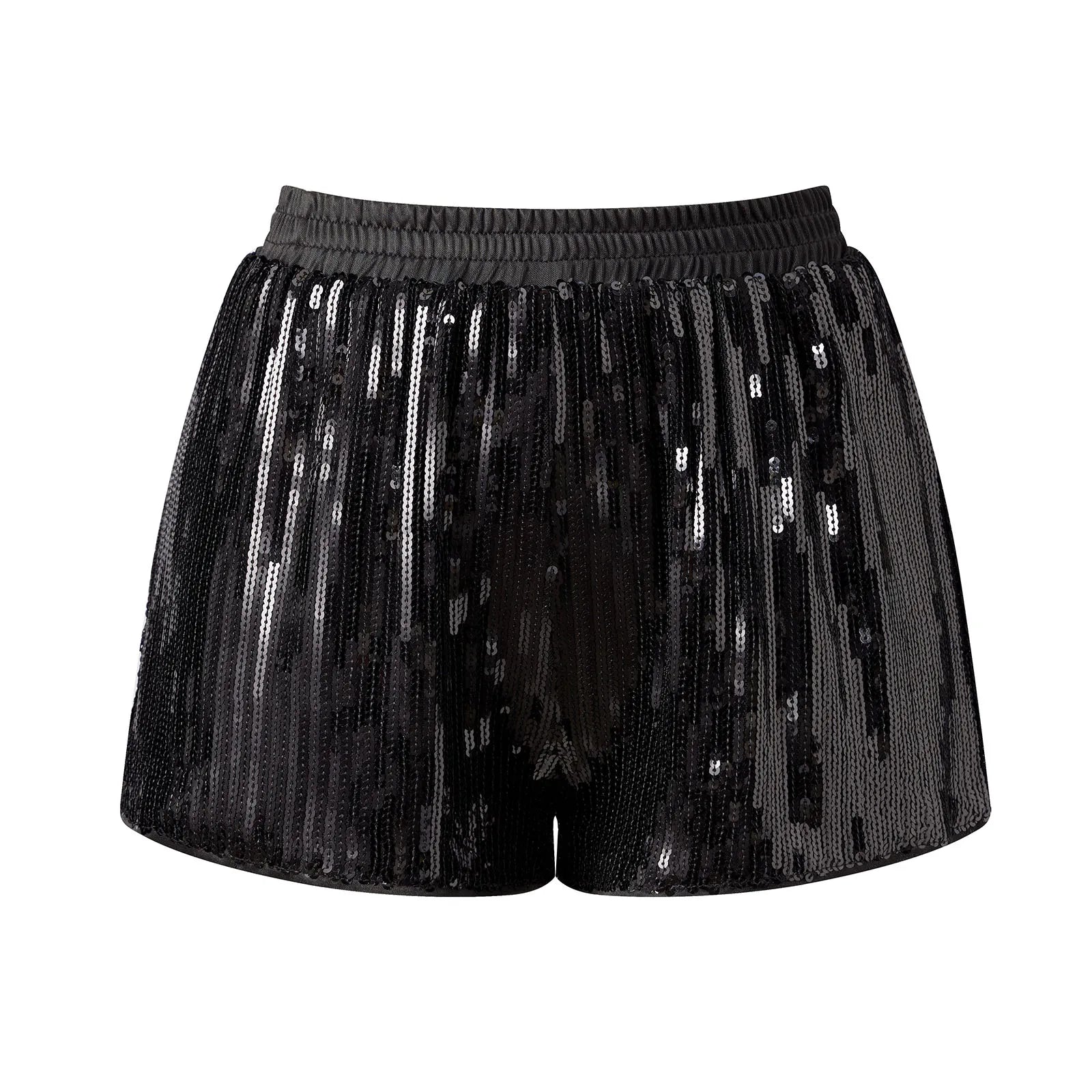 VacationGrabs Y2K Sparkle Sequined Shorts Elastic Waist Loose Fit Glitter Hot Pants Women Nightclub Rave Festival Party Casual Bottoms