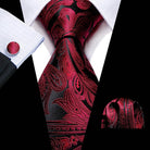 Red Plaid Silk Tie Set for Men - VacationGrabs
