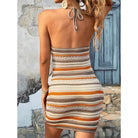 Summer Halter Backless Dress Crochet Knit Sexy Sheath - VacationGrabs