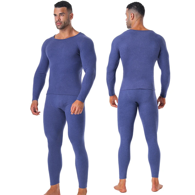 Mens Set of 2 Thermal Underwear Suit Ultra Soft Long Johns Fleece Lined Keep Warm Undershirts Cold weather Bottoming Shirt Suits