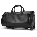 Large Capacity Leather Trolley Bag – Rolling Business Handbag - VacationGrabs