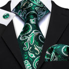Green Silk Tie Set for Men: Multiple Shades Available - VacationGrabs