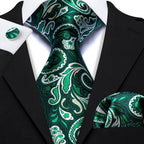 Green Silk Tie Set for Men: Multiple Shades Available - VacationGrabs