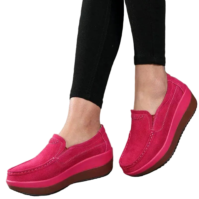Platform Flat Loafers Suede Leather Moccasins - VacationGrabs