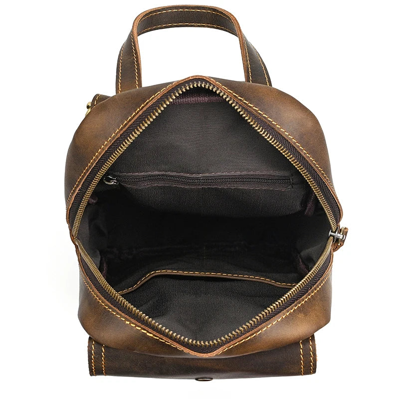 Original Designer Leather Shoulder Bag Crazy Horse Leather Men's Chest Bag Crossbody Bag Simple Design Men's Sling Bag Vintage