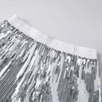 VacationGrabs Y2K Sparkle Sequined Shorts Elastic Waist Loose Fit Glitter Hot Pants Women Nightclub Rave Festival Party Casual Bottoms