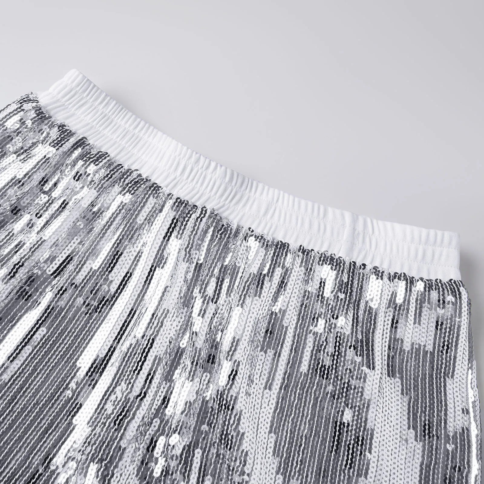 VacationGrabs Y2K Sparkle Sequined Shorts Elastic Waist Loose Fit Glitter Hot Pants Women Nightclub Rave Festival Party Casual Bottoms