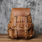 Men's Leather Travel Backpack, Cowhide with Laptop Sleeve