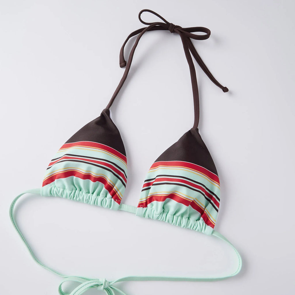 VacationGrabs Women 2 Piece Bikini Shorts Set Y2k Halter String Triangle Bikini Top with Low Rise Swim Boyshorts Beachwear