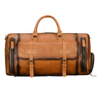 Vintage Men’s Leather Travel Bag Large Duffle with Shoe Compartment - VacationGrabs