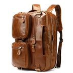Mochila de viaje de cuero genuino para hombre, mochila escolar de lujo de 17"
