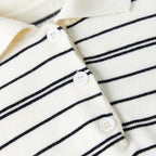 VacationGrabs Women Knit Oversized Striped Sweater Tops Winter Warm Long Sleeve Turn-down Collar Loose Fit Tops Y2K Streetwear