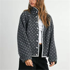 Women's Fuzzy Fleece Sherpa Cardigan – Heart Dot Print