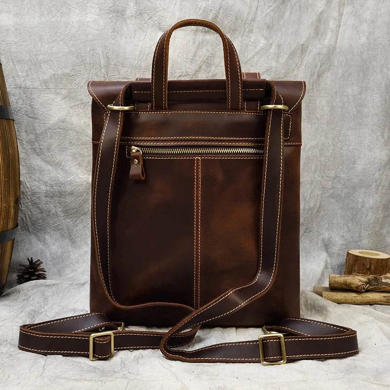 Leather Shoulder Backpack with Large Capacity for Men & Women - VacationGrabs