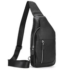 100% Genuine Leather Sling Bag Messenger Bag for Men Black - VacationGrabs