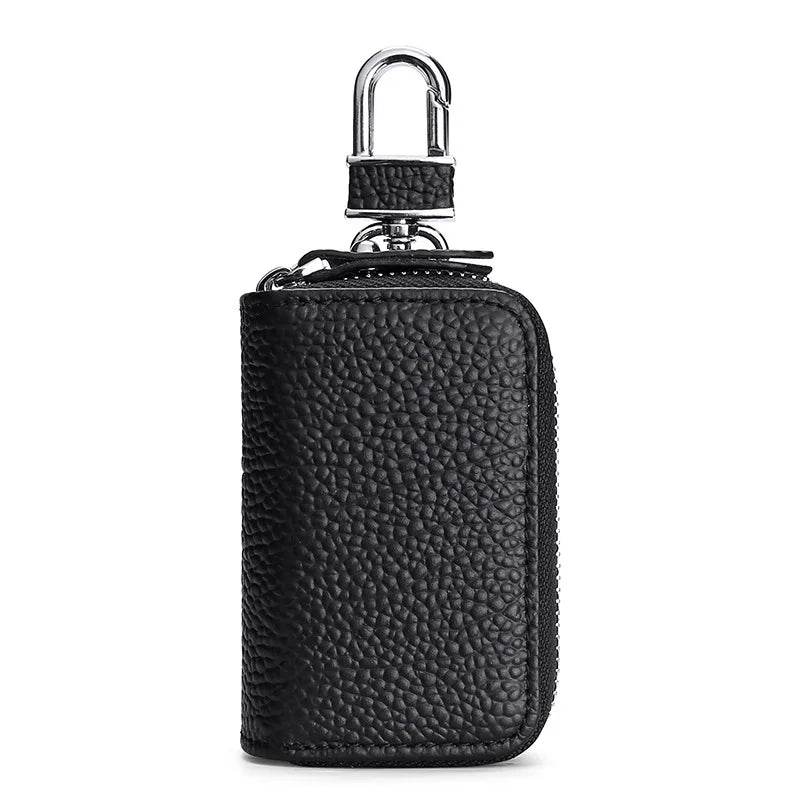 Crazy Horse Leather Double Zipper Key Chain Bag for Car/Home Keys - VacationGrabs