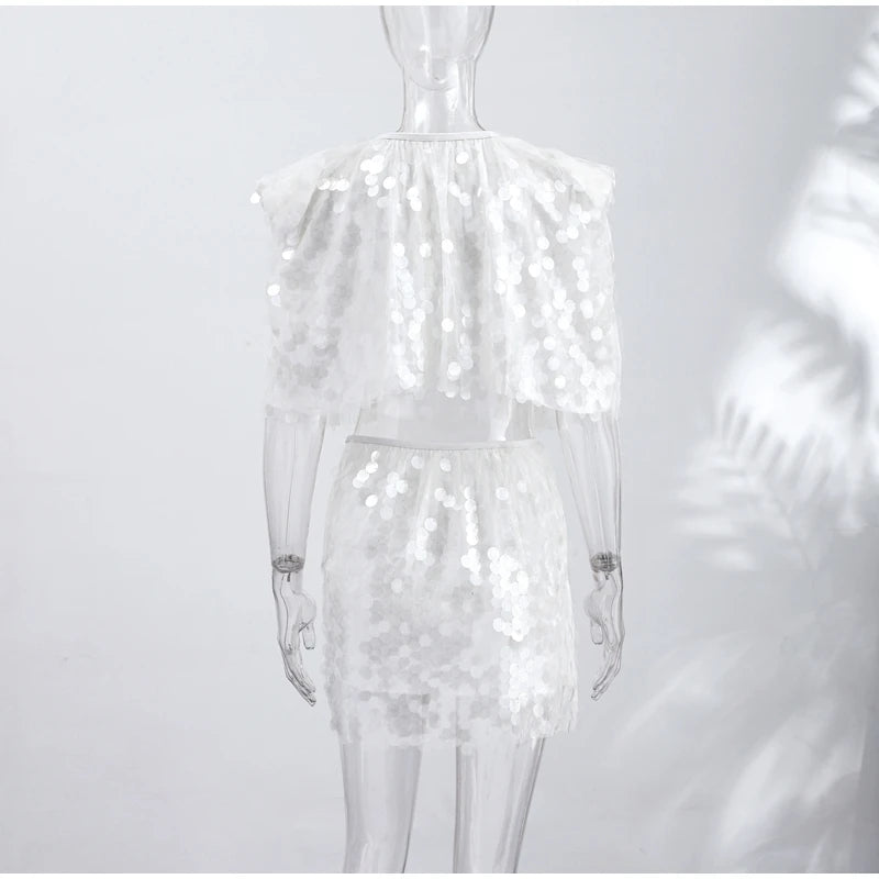 Chic Two-Piece Glitter Resort Outfit - Chic Vacation Wear