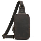 Crazy Horse Leather Chest Sling Bag | Retro Crossbody Pack