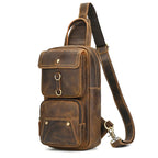 Vintage Crazy Horse Leather Sling Bag | Men's Crossbody