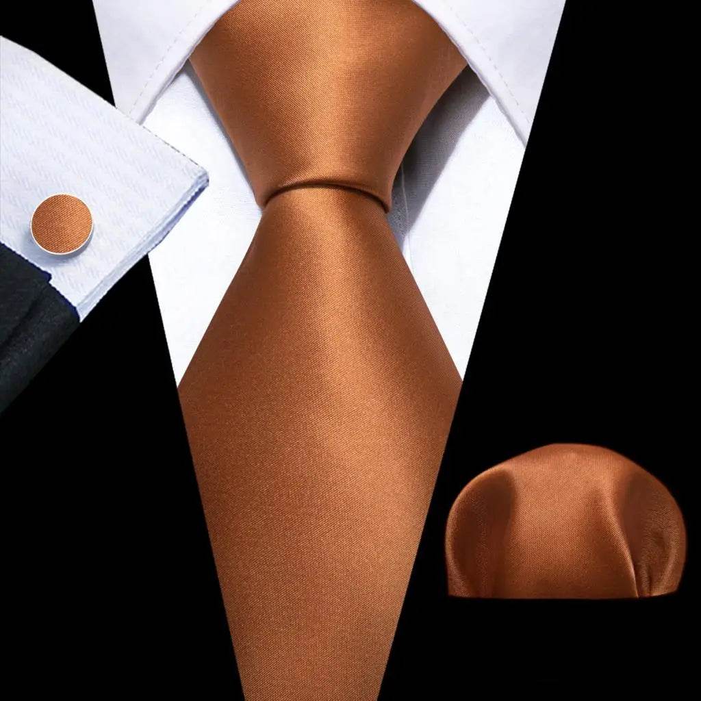 Gold & Beige Silk Tie Set for Men - VacationGrabs