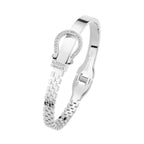 Stainless Steel Rhinestone Belt Buckle Hinged Bangle Bracelet