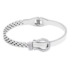 Stainless Steel Rhinestone Belt Buckle Hinged Bangle Bracelet