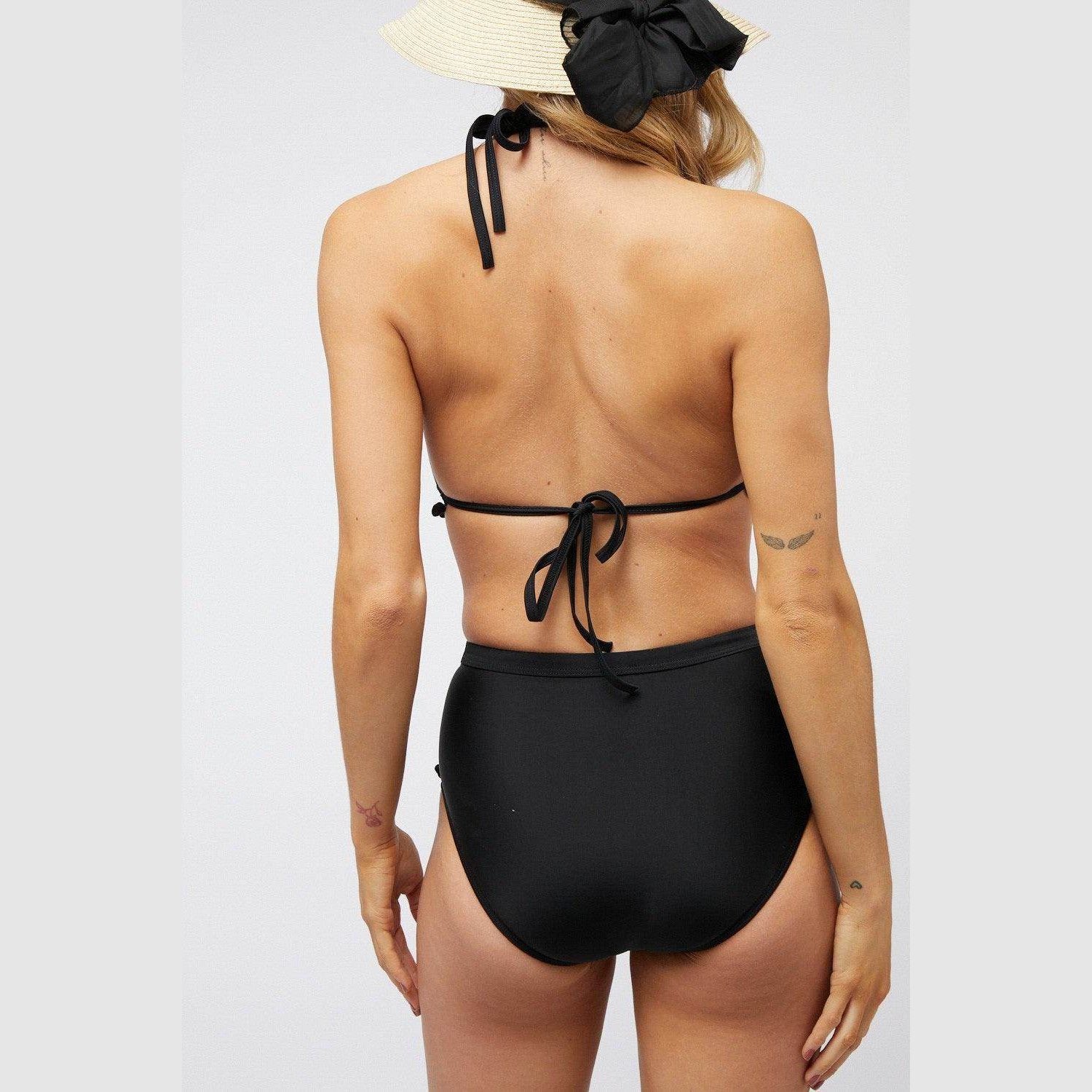 Solid Bikini Set With Pompom - VacationGrabs