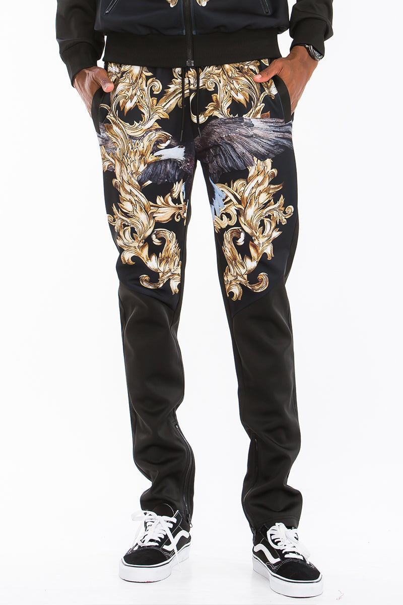 Printed Poly Span Track Set | Regular Fit with Zipper Details