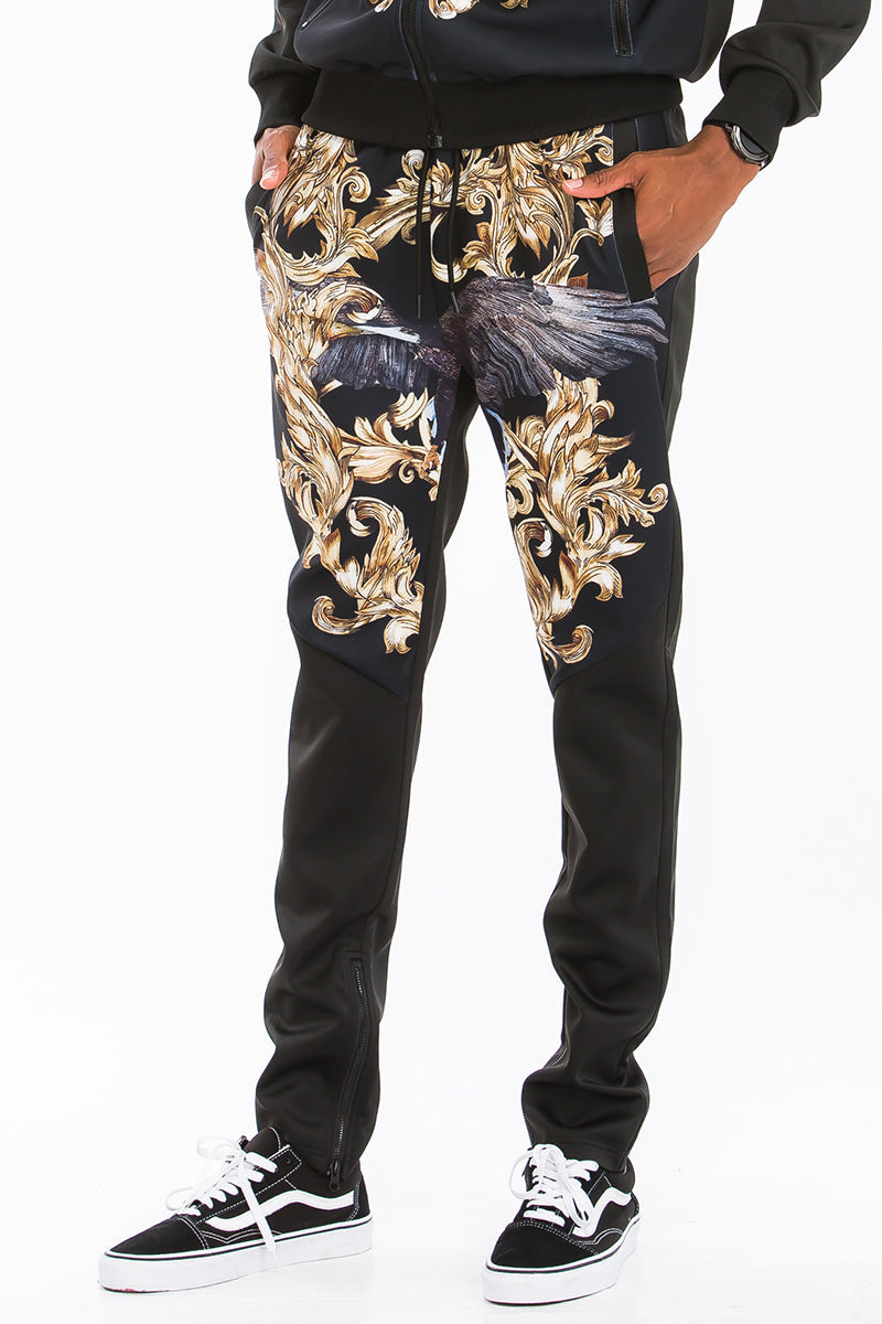 Printed Poly Span Track Set | Regular Fit with Zipper Details