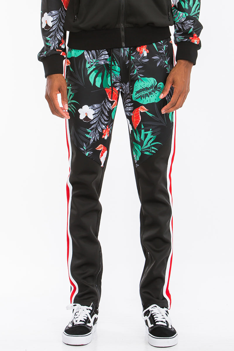 Printed Poly Span Track Set – Regular Fit with Zippered Pockets