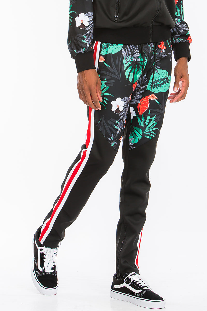Printed Poly Span Track Set – Regular Fit with Zippered Pockets