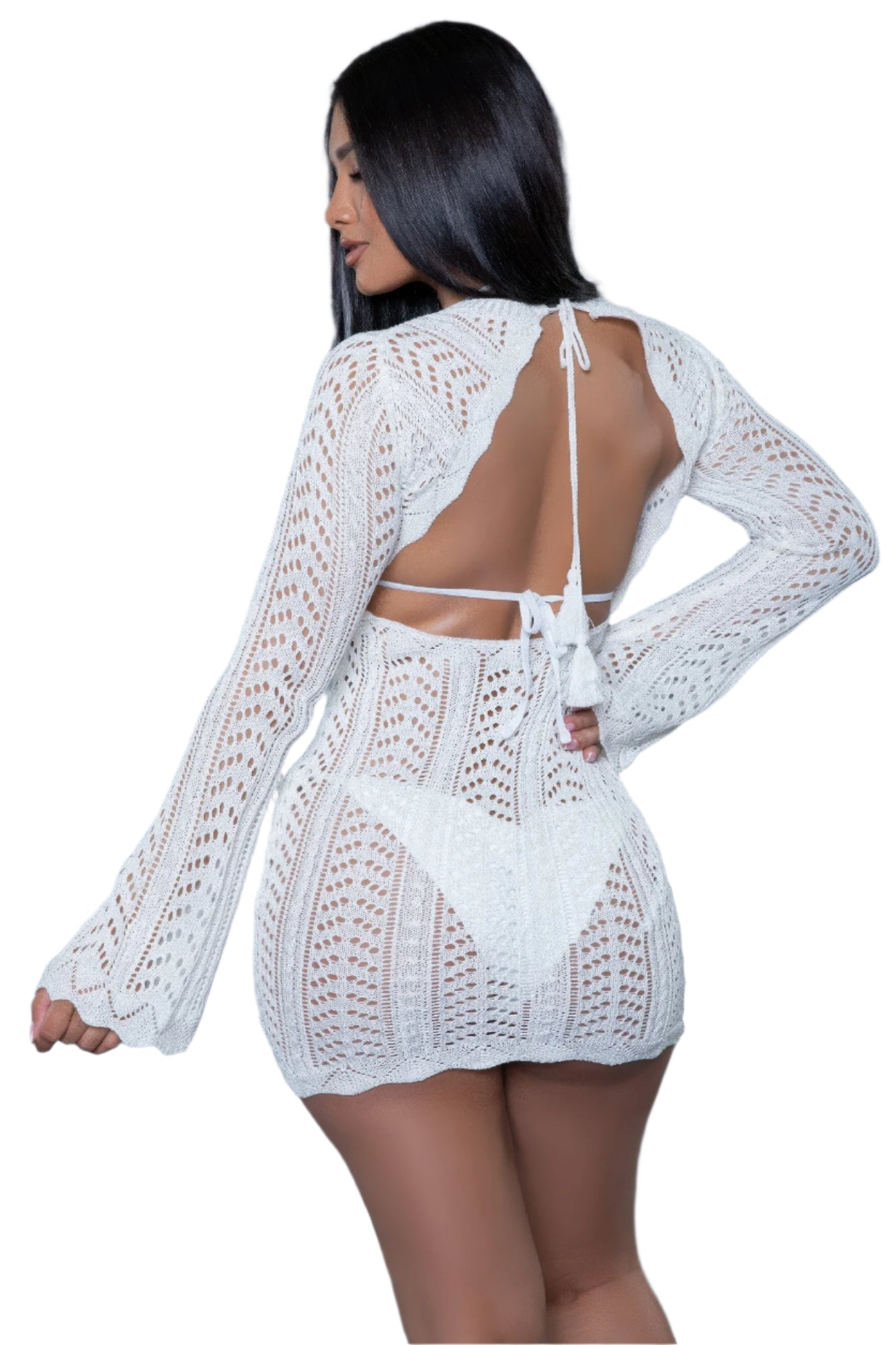 knee length dresses for ladies Women's Kinsley Crochet Mini Dress Swim Cover-Up – VacationGrabs