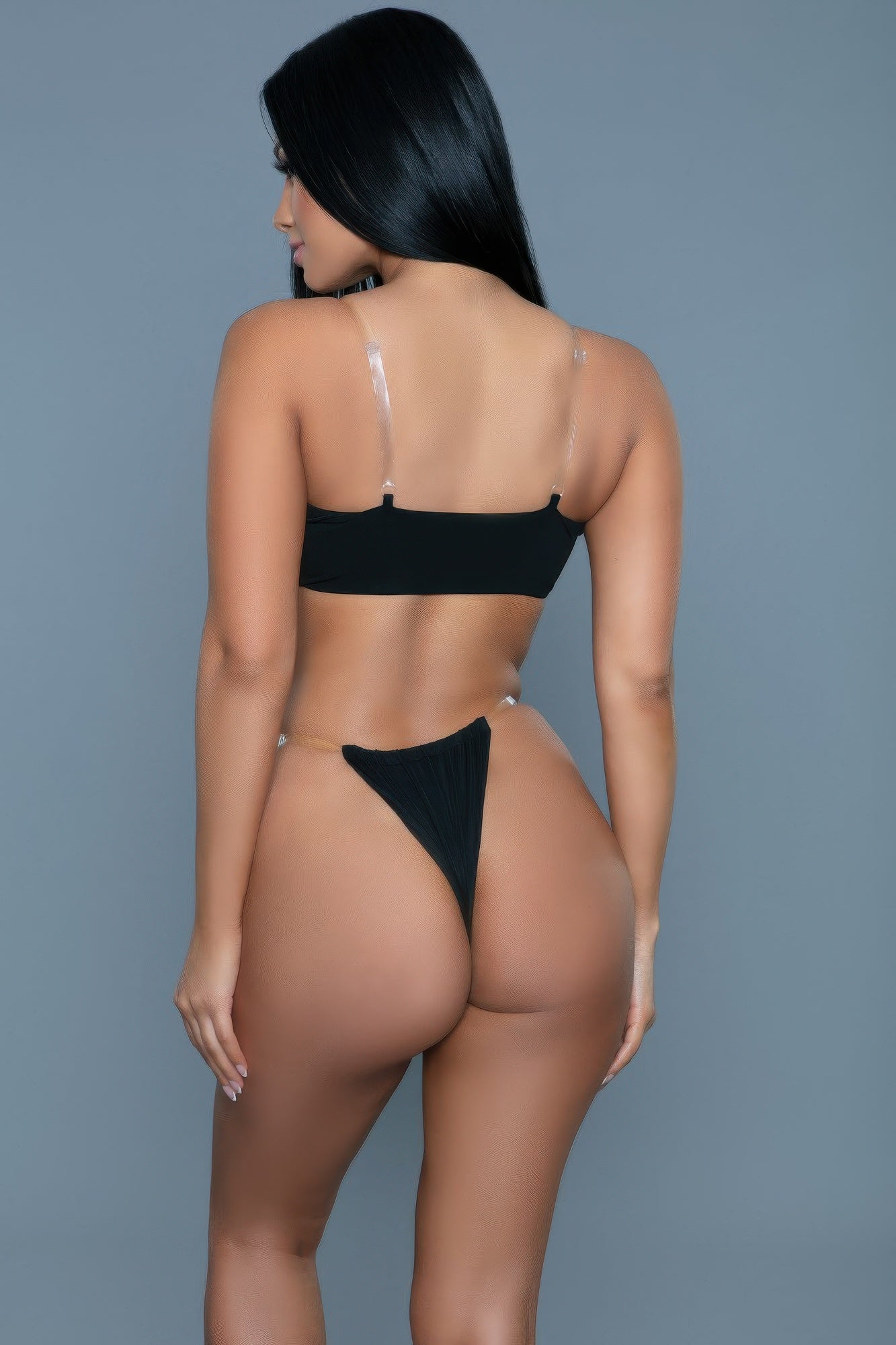 Women's black bikini set, lace-up back, perfect for summer swimmers swimwear