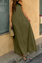 VacationGrabs summer off shoulder maxi dress in olive green with a sleek design for effortless style