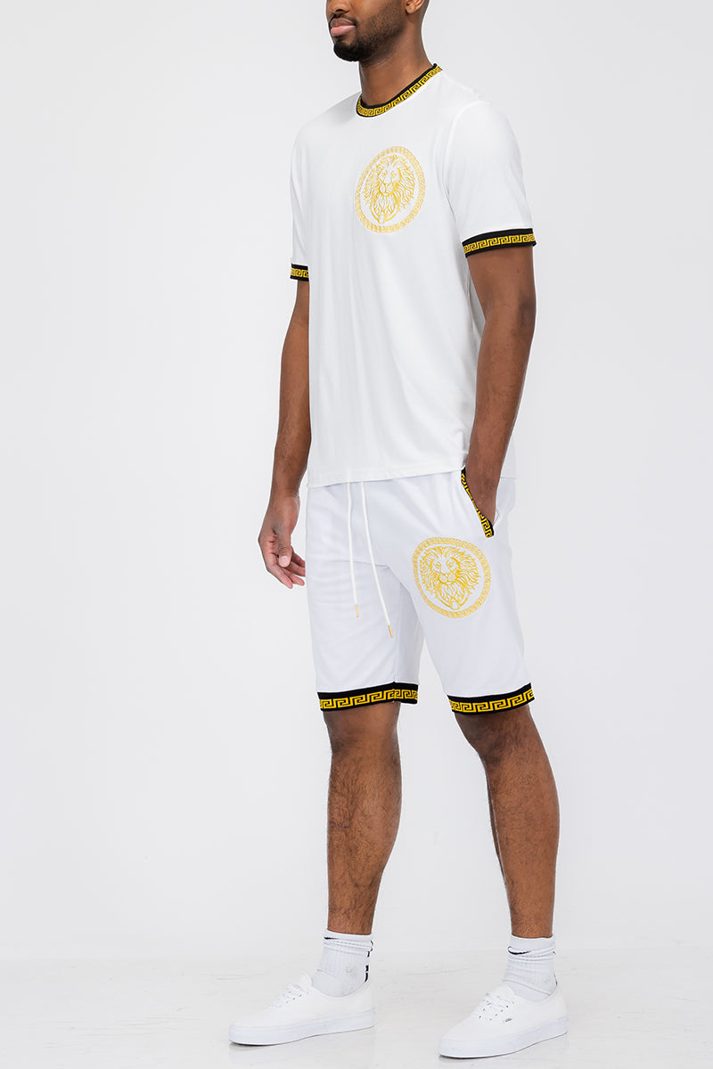 Lion Head Graphic Tee & Shorts Set