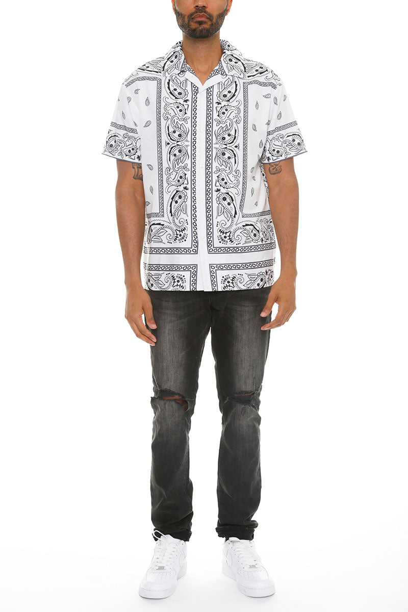 Trill Paisley Print Button-Down Vacation Shirt