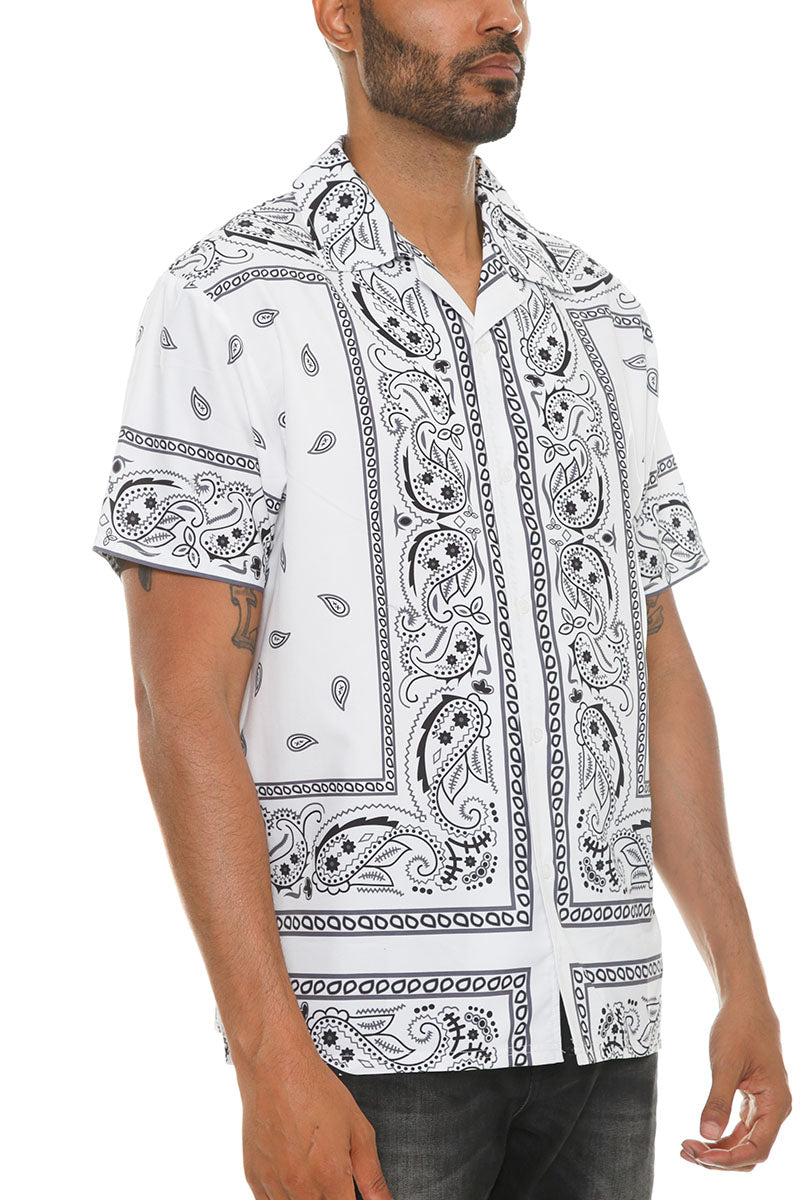 Trill Paisley Print Button-Down Vacation Shirt