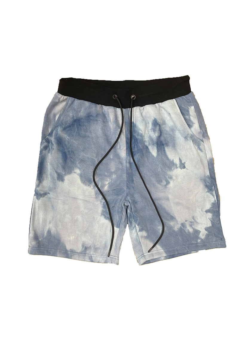 Black Band Tie Dye Shorts with Drawstring