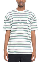 Cory Striped Tee – 100% Cotton, Solid Collar