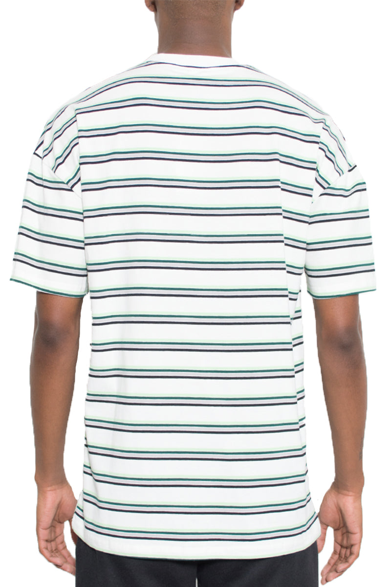 Cory Striped Tee – 100% Cotton, Solid Collar