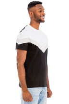 Black White Grey Chevron Color Block T-Shirt