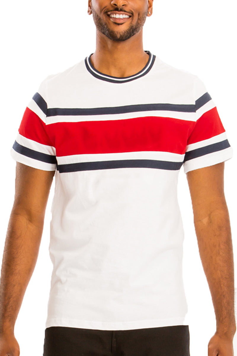 Vertical Color Block Tee – 100% Cotton
