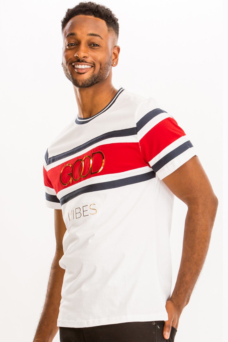 Men's White GOOD VIBES Tee Shirt